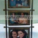 3 Tier Family Mirror & Picture Frame Brass Antique