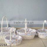 Flower Cotton Fabric Willow Baskets Wicker Storage With Handle thumbnail-1
