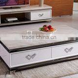 Simple Coffee Table With White Marble and Drawers