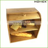 Bamboo large storage box for double bread Homex-BSCI