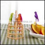 Eco-friendly Creative Cute Design Bird Shape ABS Plastic Fruit Fork Set With Birdcage Dessert Fork Set Wholesale thumbnail-2