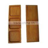 Bamboo Sushi Plate With Three Square Lattice