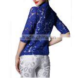 European Design Trendy Half Sleeve Back Lace Fabric Front Button Close Ladies Jacket thumbnail-3