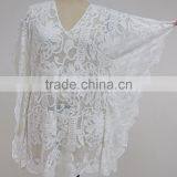 Latest Fashion Western Ladies Mesh Embroidery Beach Cover Casual Kaftan thumbnail-1