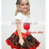 Newest 100%cotton White Top Pettiskirt Set With Print Flower for Party thumbnail-1