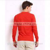 Cotton Plain Long Sleeve Red t Shirt With V Neckline thumbnail-2
