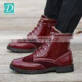New Boots Mens Casual Patent Leather Winter Round Toe Martin Boots thumbnail-3