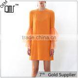 Flare Sleeve Fashionable Shift Dress for Women 2017 Orange Short Dresses thumbnail-1