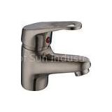 One Handle Deck Mounted Brushed Nickel Basin Tap Faucets , Antique Brass Bathroom Faucets