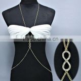 Rhinestone Infinity Celebrity Style Bikini Harness Belly & Body Chain Necklace