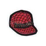 Red Cap Embroidered Name Badges , Bullion Wire Embroidered Letter Patches