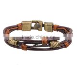 XP-LB-2182 hot sale ancient bronze Metal Alloy Leather Bracelet