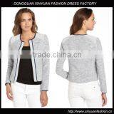 Sexy Womens Leather Trim Cotton Tweed Jacket thumbnail-1