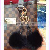 Custom Fashion Pretty Faux Fur Pom Key Chain Handbag Charms