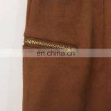 The New Spring and Summer 2017 Composite Faux Suede Zipper Skirts thumbnail-4