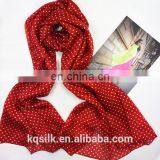 Hangzhou Screen printing 100% silk shawl long silk paj scarves for women with small polka dots