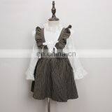 RTS Girl Kids Olive Stripe Ruffle Skirt Suspender Skirt Vintage Skirt thumbnail-6