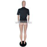 Independent Station European and American Women's Fashion Casual Black Offset Printing Letter T Shirt thumbnail-5