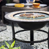 Outdoor Metal Brazier Square Table Firepit Garden Patio Heater/BBQ/Ice Pit With Waterproof Cover (Fire Pit & Grill) thumbnail-3