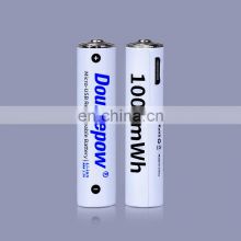 High quality Wholesale USB rechargeable lithium ion li-ion aaa 2400mWh 1.5v Reusable aaa Batteries for headphone