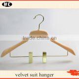 High Quality Plastic Suit Hanger Velvet Hanger With Golden Clips thumbnail-1