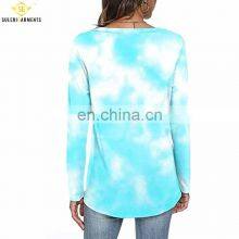 95% Cotton 5% Spandex Hot New Women T Shirts Long Sleeve Colorful Loose Casual Tie Dye T Shirts thumbnail-4