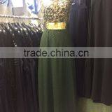 Long Chiffon With Roll Printed V-neck With Jewel 2015 Turkish Fashion Dress With Diamond Belt thumbnail-1