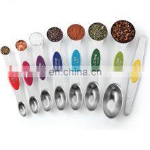 Magnetic Measuring Spoons Set, Dual Sided, Stainless Steel, Fits in Spice Jars