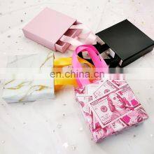 Customized LOGO Fashion Hard Cardboard Paper Supplier Wholesale Packaging Bag Luxury Ribbon Handle Eyelash Package Paper Box Bag