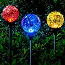 Decoration Color-Changing Outdoor Landscape Garden Solar Crackle Glass Ball Globe Lights thumbnail-4