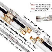 Elastic No Tie Shoe Laces With Bling Diamond Locks & Charms for Women's Sneakers thumbnail-4