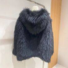 Big White Bear Double-sided Woven Fox Fur Coat for Women Young Medium Length Hooded Thick Coat thumbnail-2