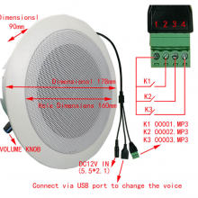 DC12V 5W Fire Alarm Ceiling Speaker W/3 Dry Contact Trigger thumbnail-2