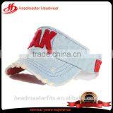 Custom Trendy Denim Distressed Washed Women Sun Visor With Embroidery thumbnail-3