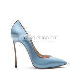 Sexy Shoes Very High Heels Ladies Genuine Leather Shoes Light Blue Lambskin Celebrity Womens Shoes thumbnail-1