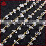 Silver & Gold Plated Clear Quartz Handmade Bead Wire Wrapped Rosary Chain Roll thumbnail-6