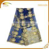 latest Italy french gold decorative embroidery 3D patterned chiffon silk fabric market in USA