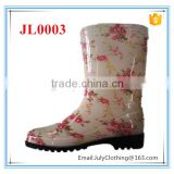 Summer flower pattern printing clear cheap rain pvc high rubber boots
