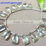 Green Amethyst Elongated Pyramid 8*15 mm 64 Cts Faceted Elongated Pyramid 6" Strand Length Natural Gemstones thumbnail-5