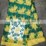 Dubai quality lace fabric with rhinestones machine embroidery lace collar water soluble embroidered