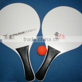 White Wooden beach racket with printed logo, Wooden beach tennis racket