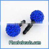 Wholesale Pave 12mm Crystal Rhinestone Disco Ball Earphone Dustproof Jack Plug Anti Dust Stopper Ear Cap For Iphone MDP-P1201