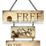 FREE AS THE WIND PRINTED CHEAP IRON WALL ART DECOR