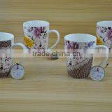 11OZ Lace Knitting With Flowers Full Decal Print Coffee Cups, Shiny Surface New Bone China Mug, KL5004-10286 thumbnail-1
