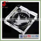 Clear Glass animal Laser Engraved Square Crystal Ashtray For Desktop Decoration