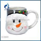 Cheap 3D Embrossed Ceramic Snowman Coffee Mugs for Christmas