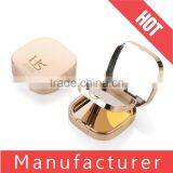 Custom Gold Plastic Luxury Pressed Powder Case With Mirror