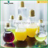 200ml Lamp Bulb Shape Glass Beverage Bottle With Straw thumbnail-1