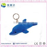 Mini blue dolphin plush keychain