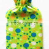 BS coral fleece hot water bag cover little dots with ponpoms